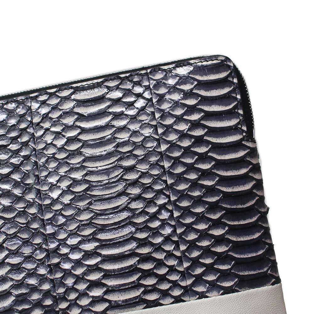 Celine Solo Clutch Pouch Bag two tone lambskin leather snakeskin python white - Picture 10 of 10